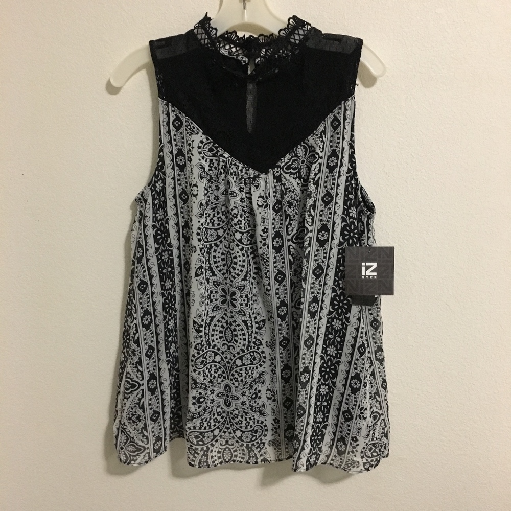 NWT IZ Byer High Neck Blouse